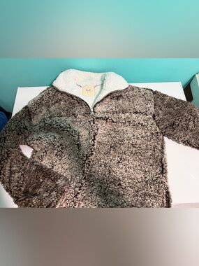 Fantastic Fawn Plush Sherpa Jacket - Brown with Cream Collar